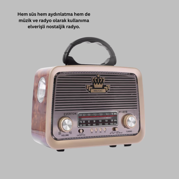 Taşınabilir Nostalji Radyo Bluetooth USB AUX Girişli