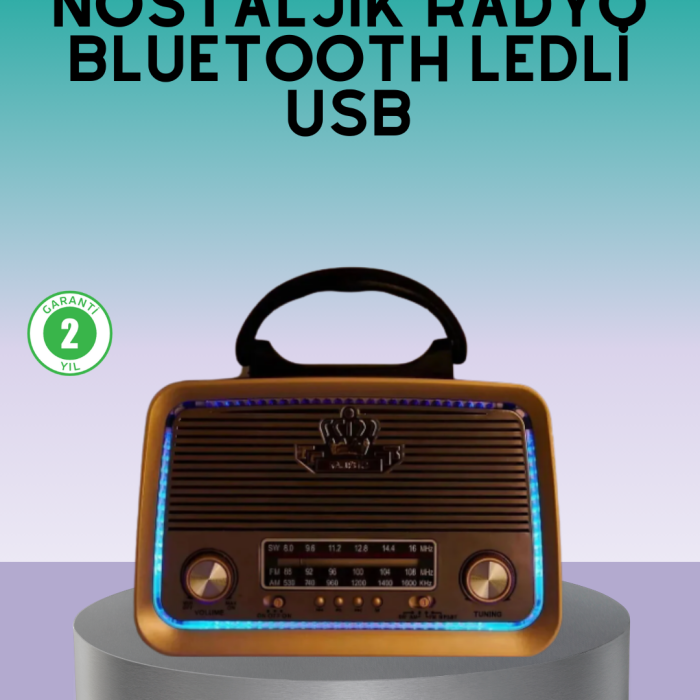 Bluetooth Özellikli Nostalji Radyo 3 Bant FM AM SW