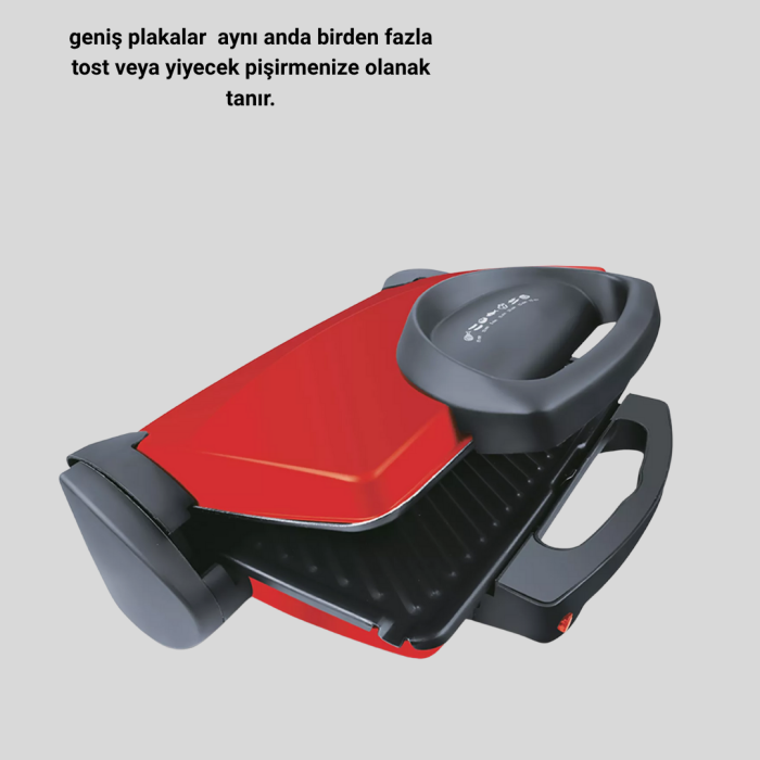 Tost Makinesi Kırmızı Döküm Plaka 6+ Dilim Çok Kapasiteli Izgara
