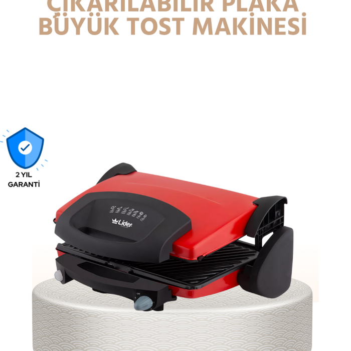 Çıkarılabilir Plakalı 2000W Tost Makinesi – Termostatlı, Kolay Temizlenir