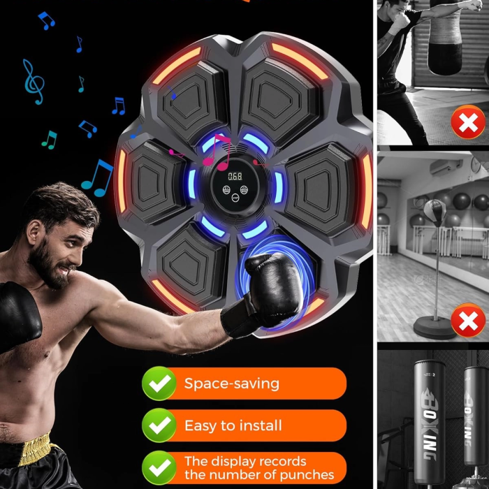 Bluetooth Hoparlör Özellikli Duvar Boks Makinesı 9 Mod Seviye Ayarlı Müzikli Boks Makinesı