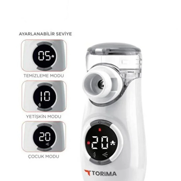 Sessiz Kademeli Dijital Ekranlı Usb Şarjlı Mesh Nebulizatör Cihazı