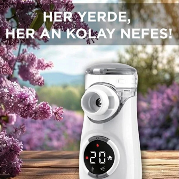 Sessiz Kademeli Dijital Ekranlı Usb Şarjlı Mesh Nebulizatör Cihazı