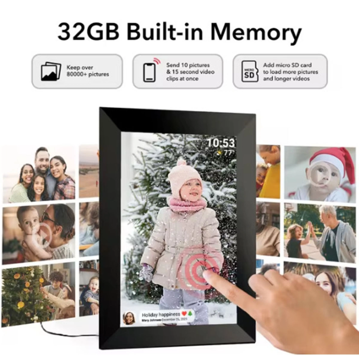Dijital Fotoğraf Çerçevesi Wifi 10.1 İnç 32gb Dokunmatik Ekran, Uygulama Üzerinden Fotoğraf/video Paylaşımı