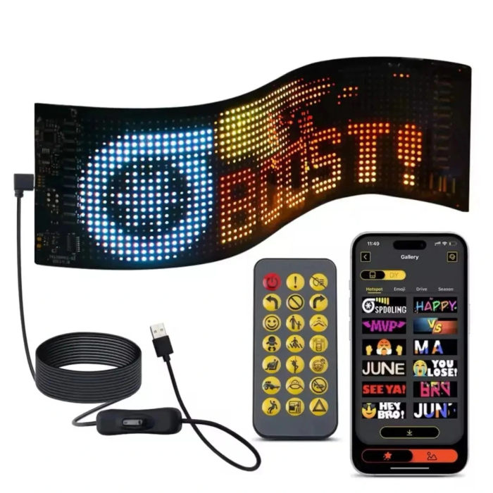 Led Ekran Matrix Panel Cama Yapışan En Büyük Boy 16x96 Led Sayısı Araba Yazısı 12cm-59.5cm