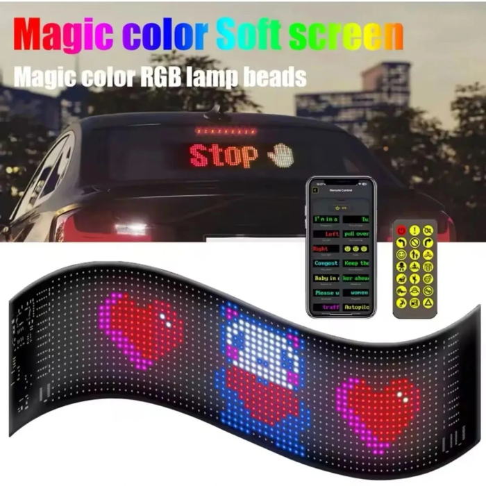 Led Ekran Matrix Panel Cama Yapışan En Büyük Boy 16x96 Led Sayısı Araba Yazısı 12cm-59.5cm