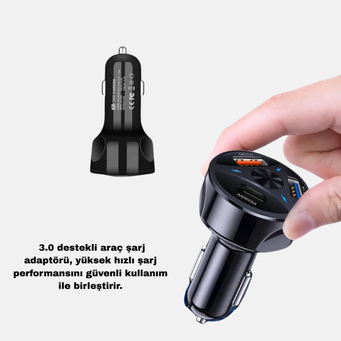 Araç İçi Telefon Tutucu + Quick Charge 3.0 Araç Şarj Cihazı Seti