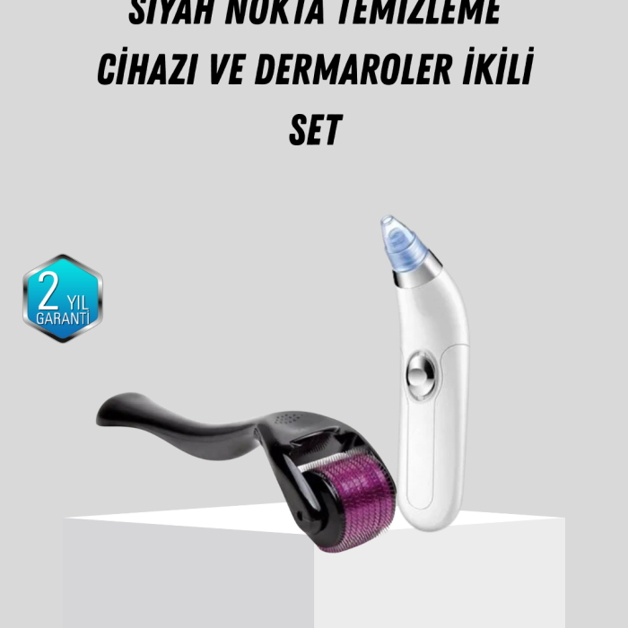 Dermaroller ve Vakumlu Siyah Nokta Temizleme Cihazı 2’li Cilt Bakım Seti