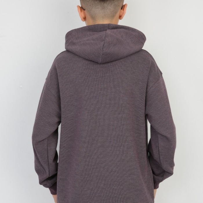 Yarım Fermuarlı Kapşonlu Baskılı Erkek Çocuk Günlük Sweatshirt