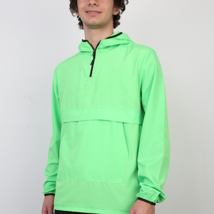 Yarım Fermuarlı Kapüşonlu İnce Erkek Spor Günlük Mevsimlik Mont