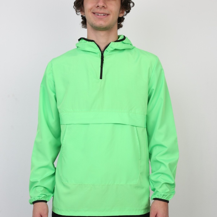 Yarım Fermuarlı Kapüşonlu İnce Erkek Spor Günlük Mevsimlik Mont