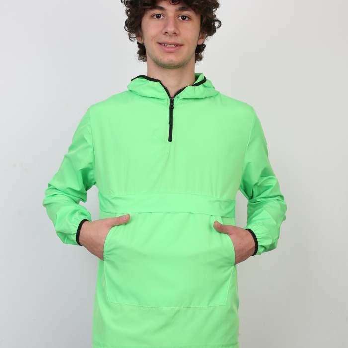 Yarım Fermuarlı Kapüşonlu İnce Erkek Spor Günlük Mevsimlik Mont