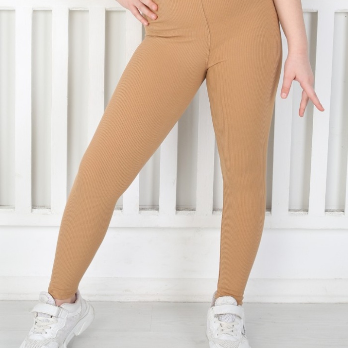 Dar Paça Birinci Kalite Fitilli Kumaş Hardal Kız Çocuk Günlük Tayt