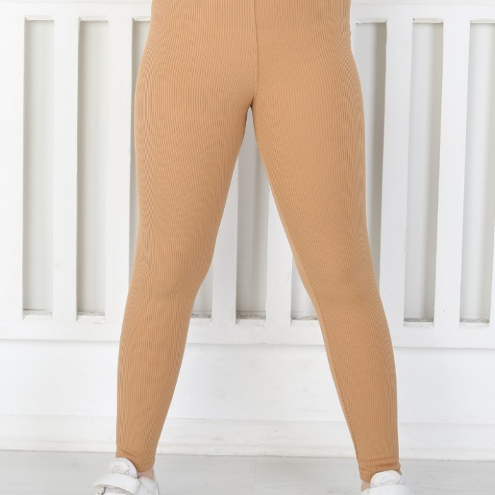 Dar Paça Birinci Kalite Fitilli Kumaş Hardal Kız Çocuk Günlük Tayt