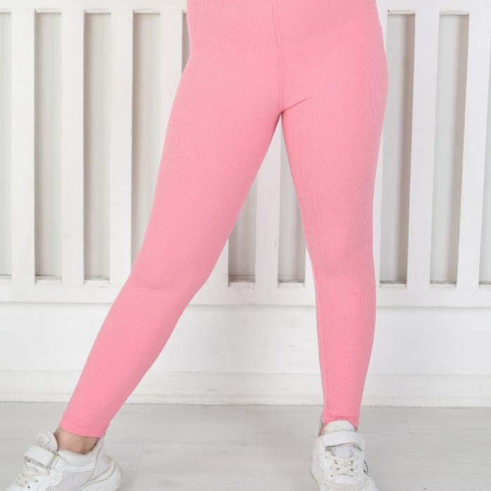 Dar Paça Birinci Kalite Fitilli Kumaş Pembe Kız Çocuk Günlük Tayt
