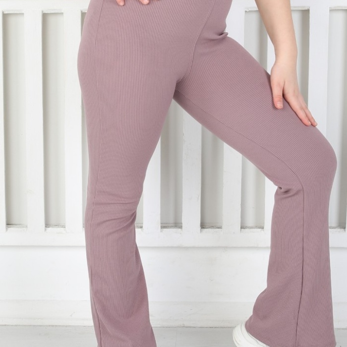 İspanyol Paça Birinci Kalite Fitilli Kumaş Mürdüm Kız Çocuk Günlük Tayt