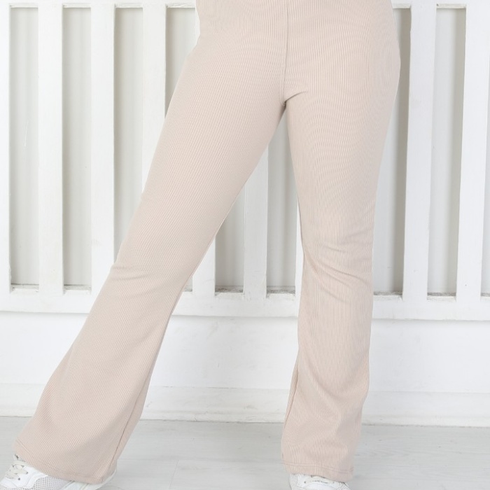 İspanyol Paça Birinci Kalite Fitilli Kumaş Vizon Kız Çocuk Günlük Tayt