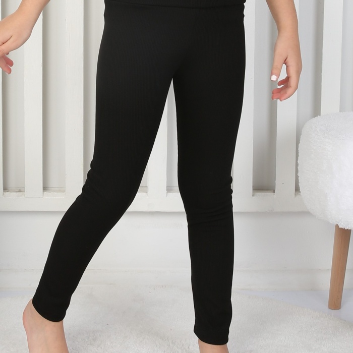 Şardonlu Fitilli Kumaş Arma Detaylı Kız Çocuk Günlük Tayt