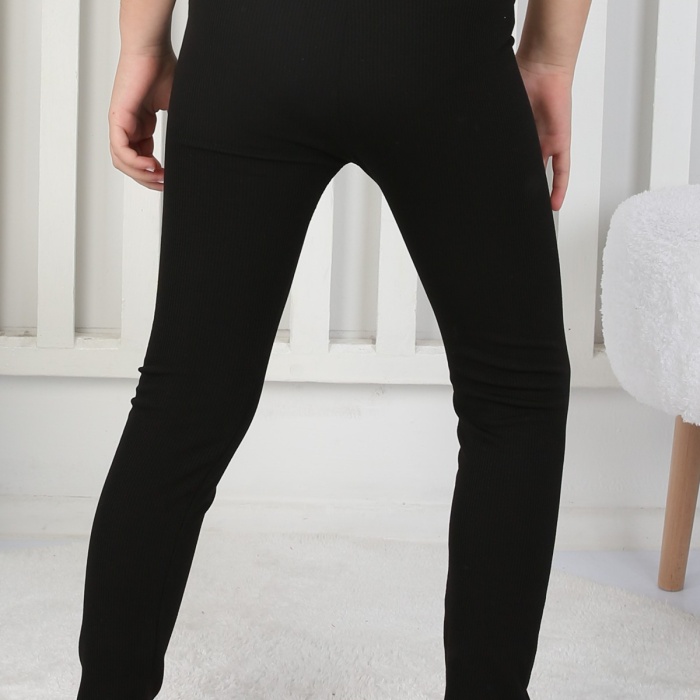 Şardonlu Fitilli Kumaş Arma Detaylı Kız Çocuk Günlük Tayt