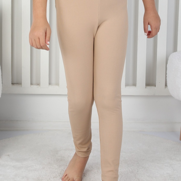 Şardonlu Fitilli Kumaş Arma Detaylı Kız Çocuk Günlük Tayt