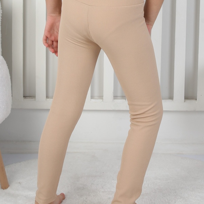 Şardonlu Fitilli Kumaş Arma Detaylı Kız Çocuk Günlük Tayt