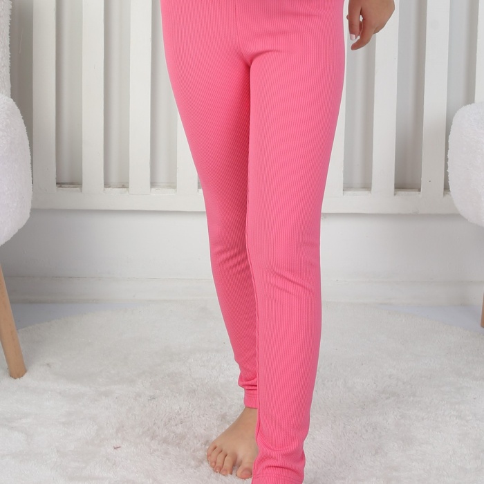 Şardonlu Fitilli Kumaş Arma Detaylı Kız Çocuk Günlük Tayt