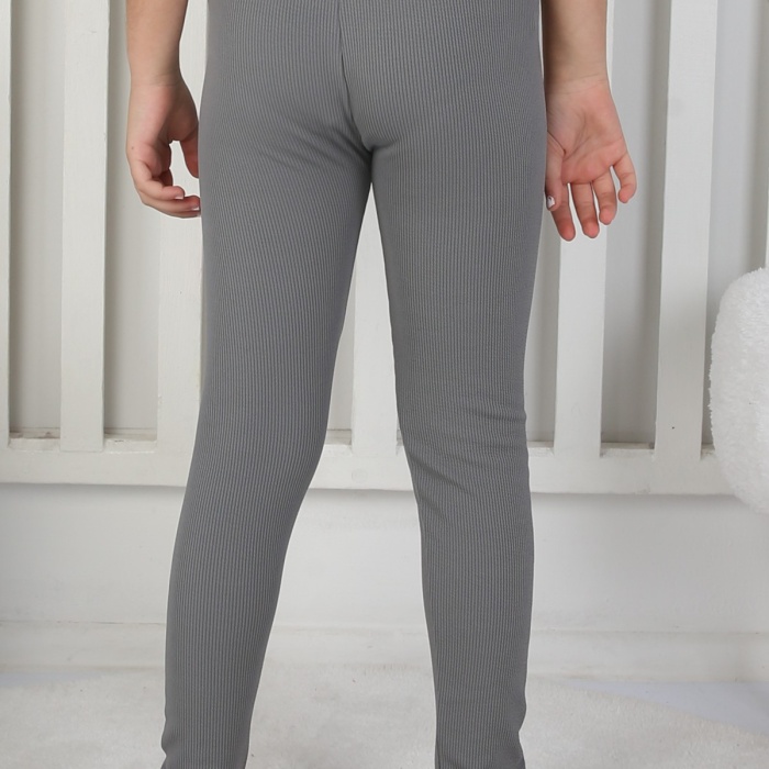 Şardonlu Fitilli Kumaş Arma Detaylı Kız Çocuk Günlük Tayt