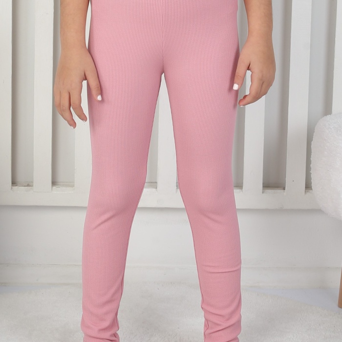 Şardonlu Fitilli Kumaş Arma Detaylı Kız Çocuk Günlük Tayt