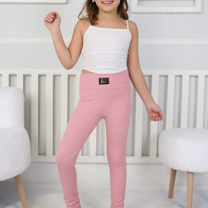 Şardonlu Fitilli Kumaş Arma Detaylı Kız Çocuk Günlük Tayt