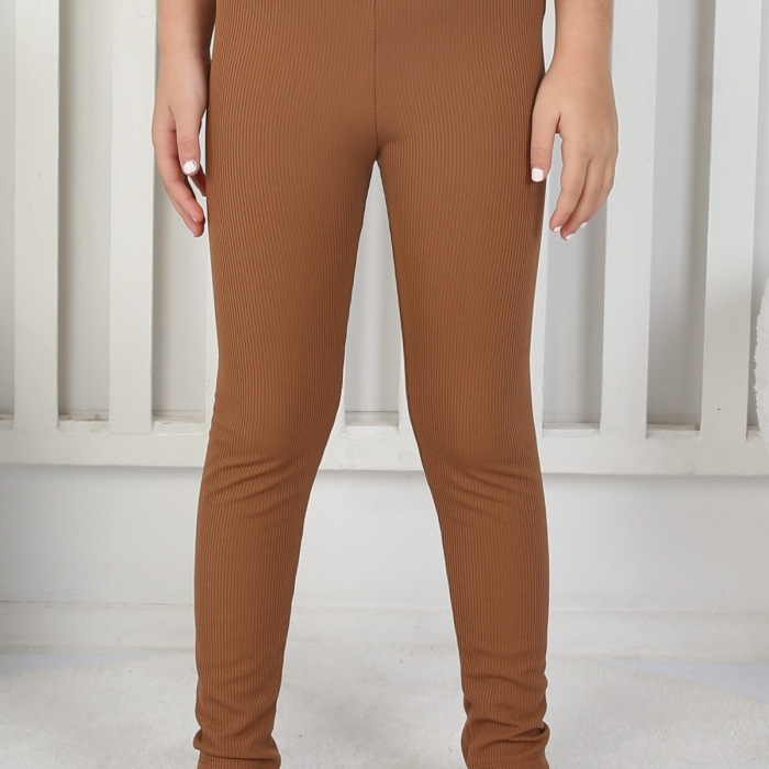 Şardonlu Fitilli Kumaş Arma Detaylı Kız Çocuk Günlük Tayt