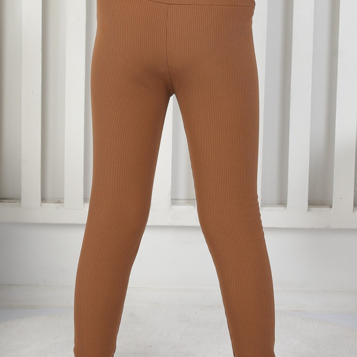 Şardonlu Fitilli Kumaş Arma Detaylı Kız Çocuk Günlük Tayt