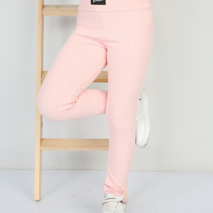 Şardonlu Fitilli Kumaş Arma Detaylı Kız Çocuk Günlük Tayt