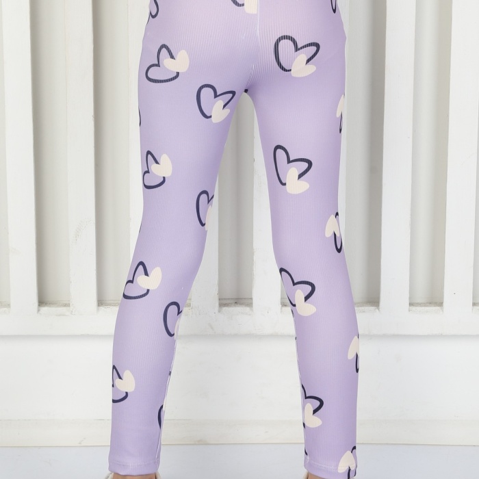 Şardonsuz Fitilli Kumaş Baskılı Kız Çocuk Günlük Tayt