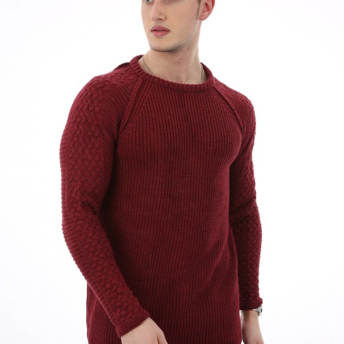 Düz Sıfır Yaka Kalın Kışlık Erkek Günlük Triko Kazak