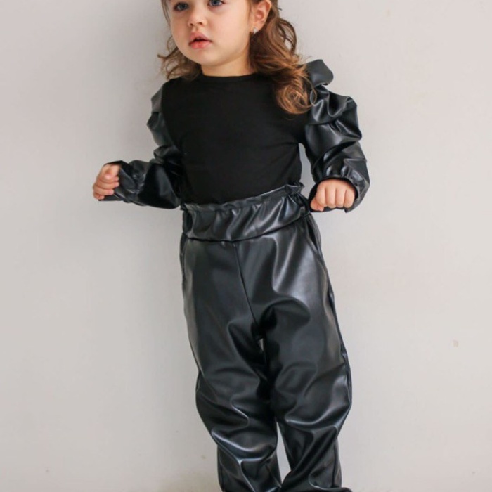 Pantolonu Kemerli Deri Günlük Kız Çocuk Takım