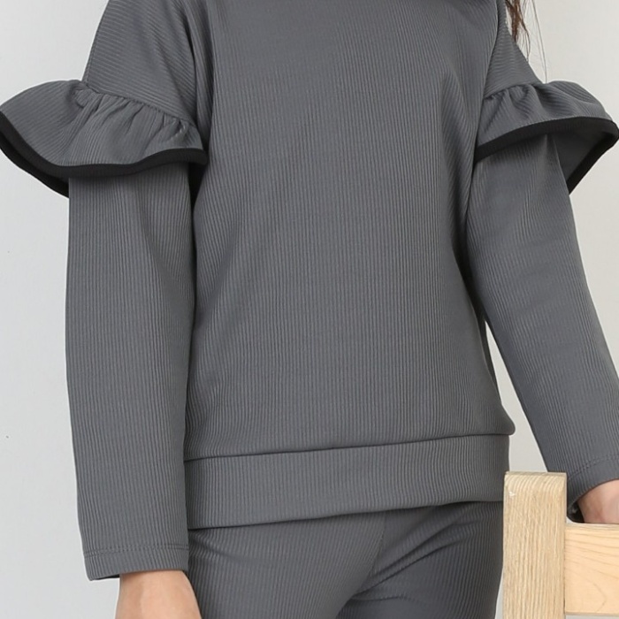 Şardonlu Fitilli Fırfır Detaylı Taytlı Günlük Kız Çocuk Takım