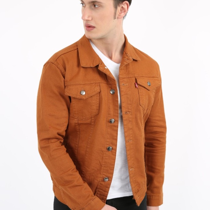 Düz Likralı Düğmeli Erkek Spor Günlük Kot Mont