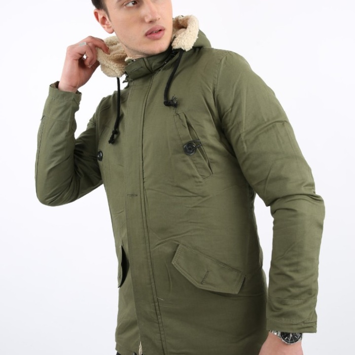 İçi Kürklü Çıkmalı Kapşonlu Kalın Erkek Günlük Mont