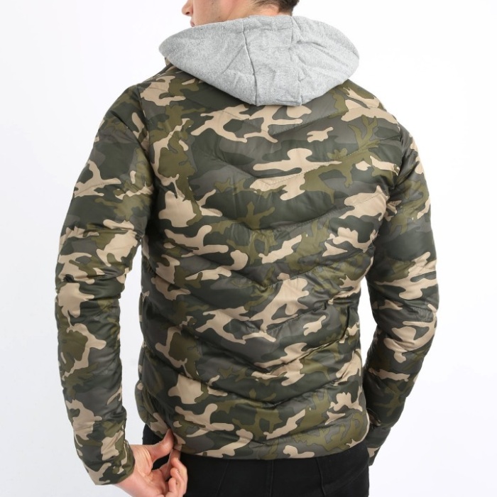 Kamuflaj Desenli Spor Erkek Günlük Şişme Mont