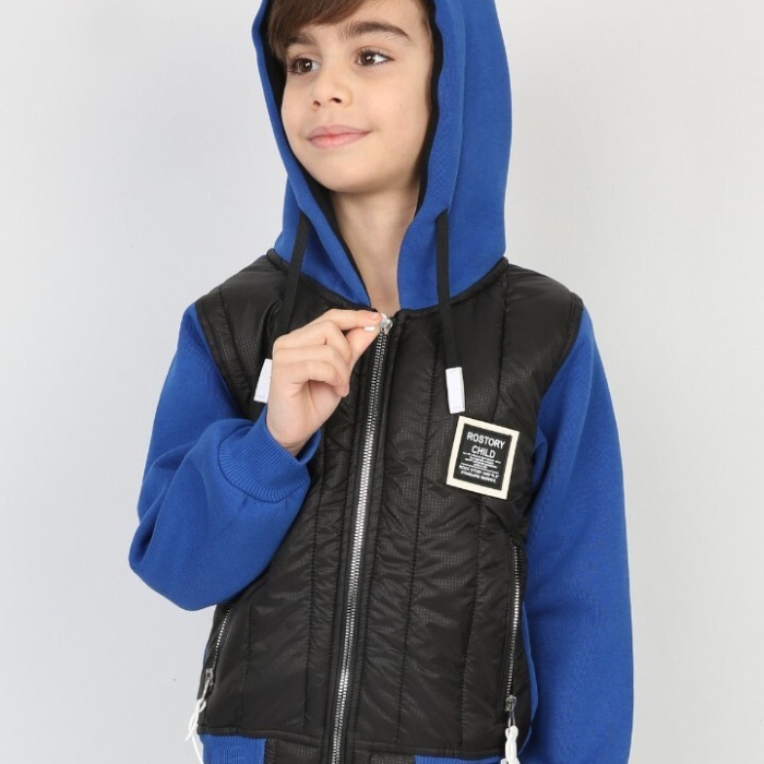 Üç İplik Kapşonlu Fermuarlı İçi Termal Erkek Çocuk Günlük Sweatshirt