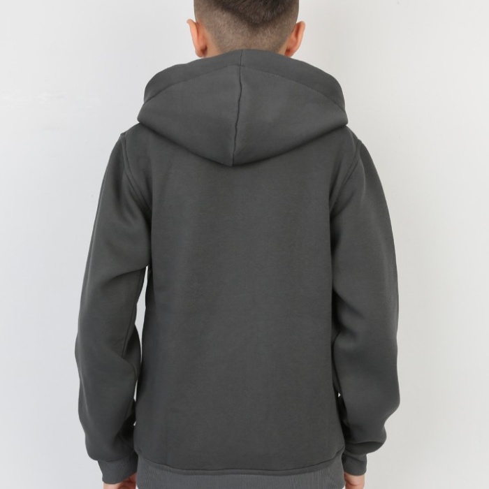 Üç İplik Kapşonlu Fermuarlı İçi Termal Erkek Çocuk Günlük Sweatshirt