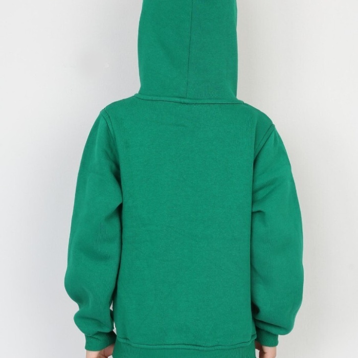 Üç İplik Kapşonlu Fermuarlı İçi Termal Erkek Çocuk Günlük Sweatshirt