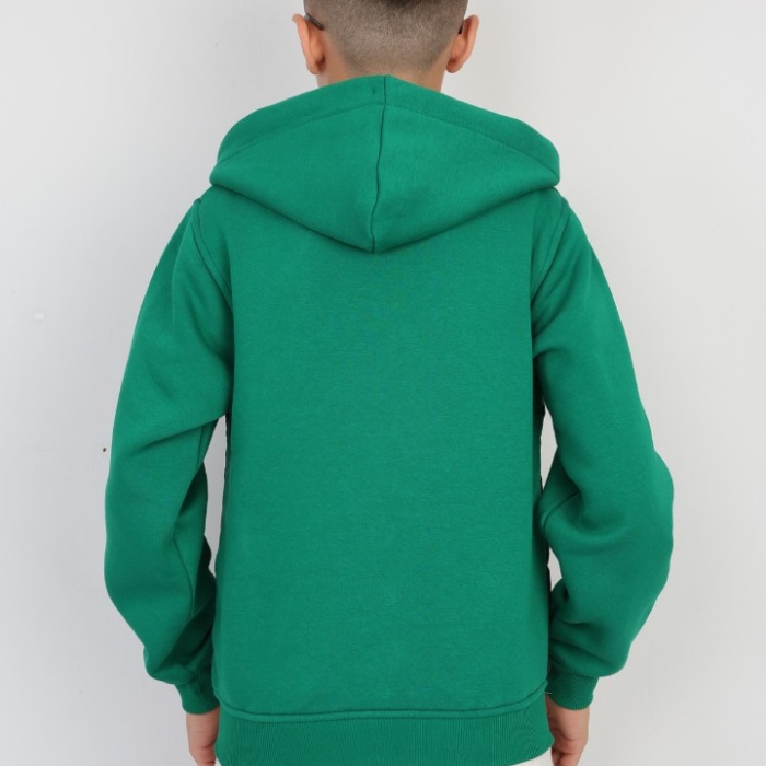 Üç İplik Kapşonlu Fermuarlı İçi Termal Erkek Çocuk Günlük Sweatshirt