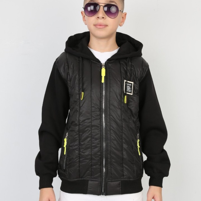 Üç İplik Kapşonlu Fermuarlı İçi Termal Erkek Çocuk Günlük Sweatshirt