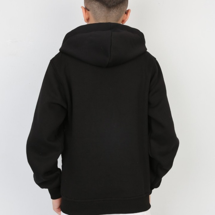 Üç İplik Kapşonlu Fermuarlı İçi Termal Erkek Çocuk Günlük Sweatshirt