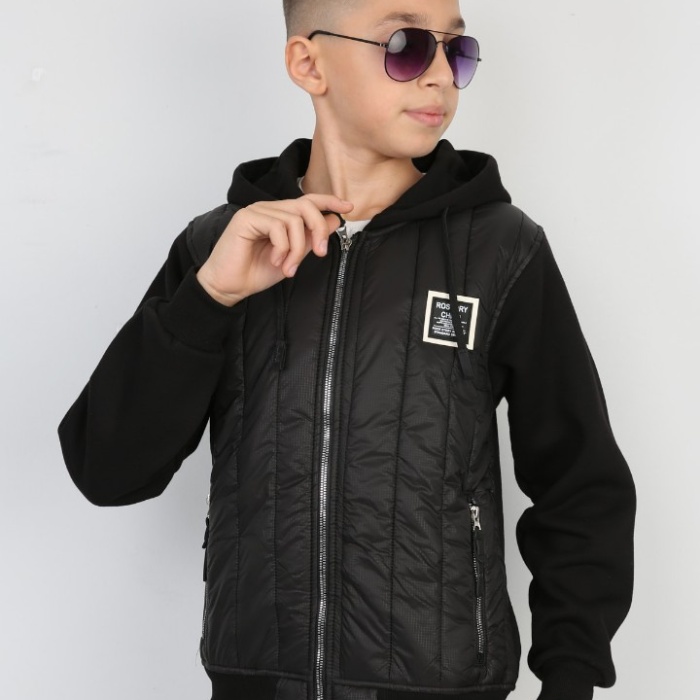 Üç İplik Kapşonlu Fermuarlı İçi Termal Erkek Çocuk Günlük Sweatshirt