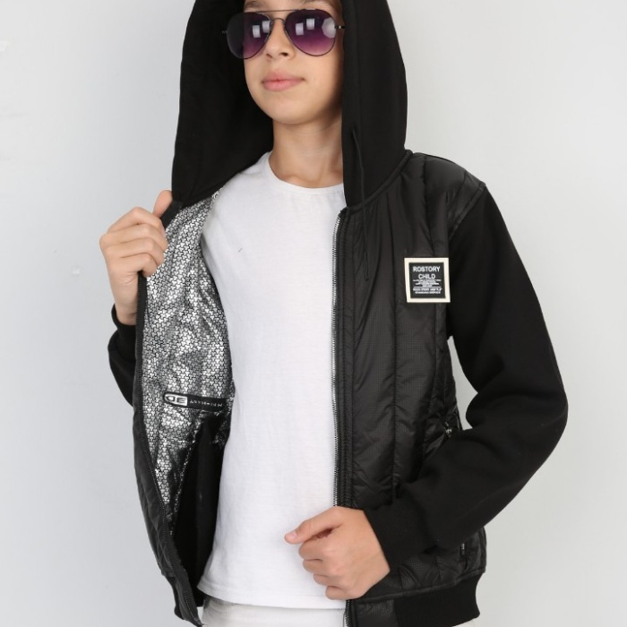 Üç İplik Kapşonlu Fermuarlı İçi Termal Erkek Çocuk Günlük Sweatshirt