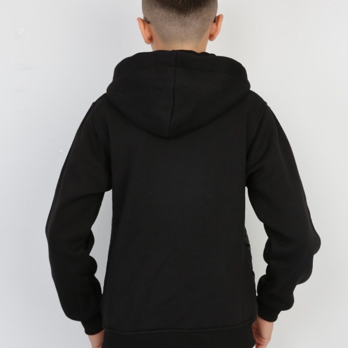 Üç İplik Kapşonlu Fermuarlı İçi Termal Erkek Çocuk Günlük Sweatshirt