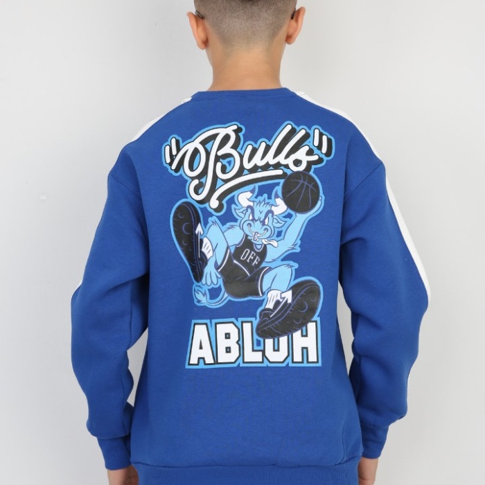 Üç İplik Şardonlu Arka Baskılı Erkek Çocuk Günlük Sweatshirt