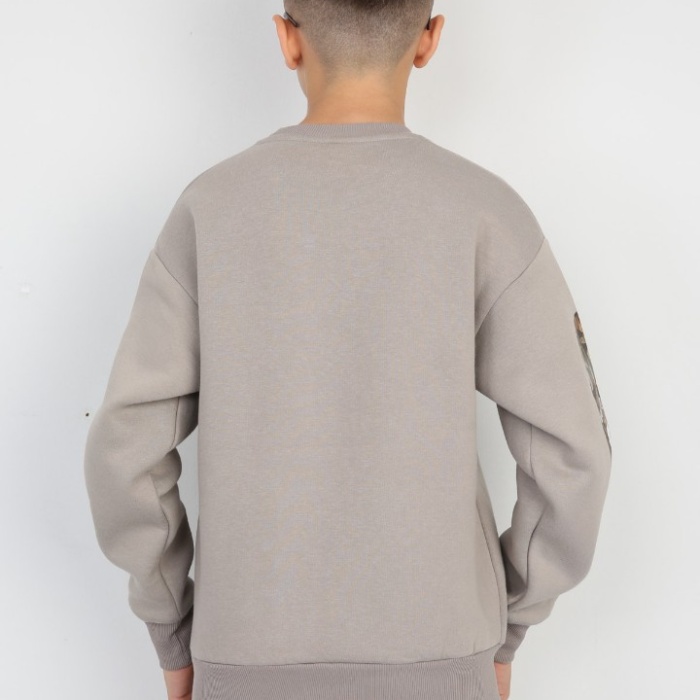 Üç İplik Şardonlu Baskılı Kanguru Cepli Erkek Çocuk Günlük Sweatshirt